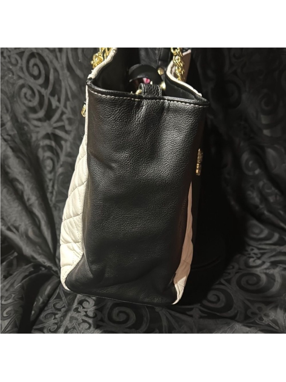 Black & White Tote Bag with Floral Embroidery - Picture 8 of 15